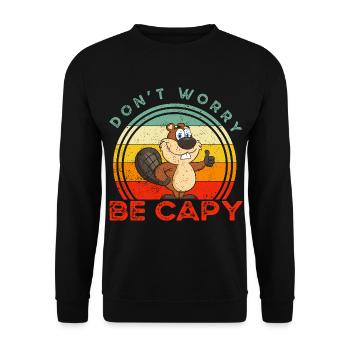 Ne vous inquiétez pas, soyez capy - Vêtements pour les amoureux de Capybara - Sweat-shirt Unisexe - noir - Devant - Alina (178cm) & Michal (187cm)