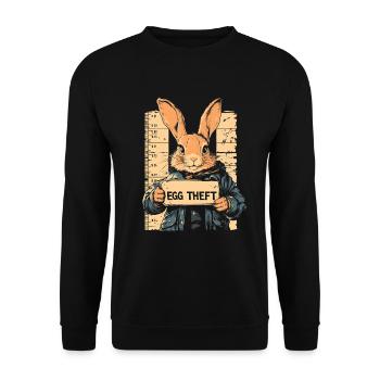 Hase Eierdieb Osterhase Mugshot Polizeifoto Ostern - Unisex Pullover - Schwarz - Vorne - Alina (178cm) & Michal (187cm)