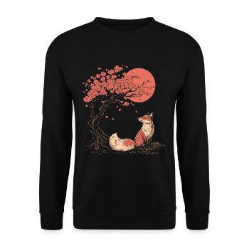 Fox Sakura Tree Church Blossom Japan - Unisex Sweatshirt - black - Front - Alina (178cm) & Michal (187cm)