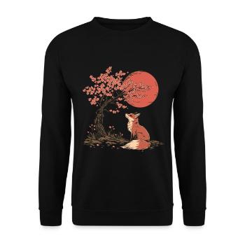 Fox Sakura Tree Church Blossom Japan - Unisex Sweatshirt - black - Front - Alina (178cm) & Michal (187cm)