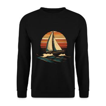 Segelboot Vintage - Unisex Pullover - Schwarz - Vorne - Alina (178cm) & Michal (187cm)
