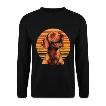 Vizsla Vintage - Unisex Pullover - Schwarz - Vorne - Alina (178cm) & Michal (187cm)