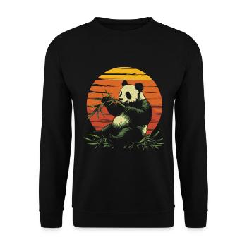 Le panda mange du bambou vintage - Sweat-shirt Unisexe - noir - Devant - Alina (178cm) & Michal (187cm)