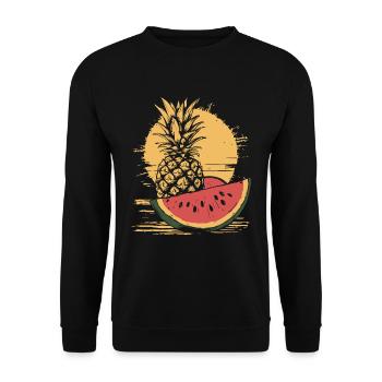 Pineapple and watermelon - Unisex Sweatshirt - black - Front - Alina (178cm) & Michal (187cm)