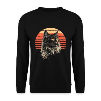 Norwegische Waldkatze Vintage - Unisex Pullover - Schwarz - Vorne - Alina (178cm) & Michal (187cm)