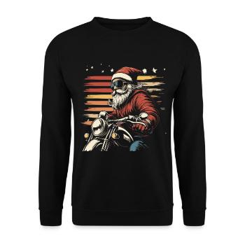 Cool Santa Claus rides a motorcycle - Unisex Sweatshirt - black - Front - Alina (178cm) & Michal (187cm)