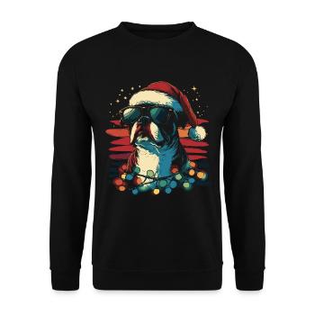 Cooler Boston Terrier Weihnachten - Unisex Pullover - Schwarz - Vorne - Alina (178cm) & Michal (187cm)