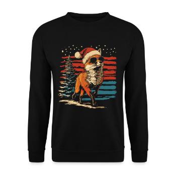 Renard cool avec chapeau de père Noël et lunettes de soleil - Sweat-shirt Unisexe - noir - Devant - Alina (178cm) & Michal (187cm)