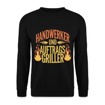 Handwerker und Auftragsgriller - Unisex Pullover - Schwarz - Vorne - Alina (178cm) & Michal (187cm)