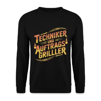 Techniker und Auftragsgriller - Unisex Pullover - Schwarz - Vorne - Alina (178cm) & Michal (187cm)