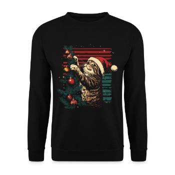 Cat Christmas Fairy Lights Christmas Tree - Unisex Sweatshirt - black - Front - Alina (178cm) & Michal (187cm)