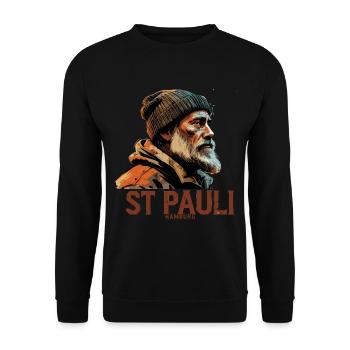 Vieil homme Capitaine Hambourg St Pauli Ouvrier portuaire - Sweat-shirt Unisexe - noir - Devant - Alina (178cm) & Michal (187cm)