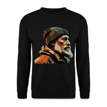 Vieil homme Capitaine Hambourg St Pauli Ouvrier portuaire - Sweat-shirt Unisexe - noir - Devant - Alina (178cm) & Michal (187cm)