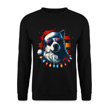 Samoyed Christmas Sunglasses - Unisex Sweatshirt - black - Front - Alina (178cm) & Michal (187cm)