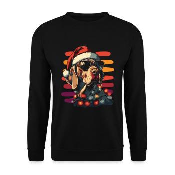 Chapeau de Père Noël et lunettes de soleil du braque de Weimar - Sweat-shirt Unisexe - noir - Devant - Alina (178cm) & Michal (187cm)