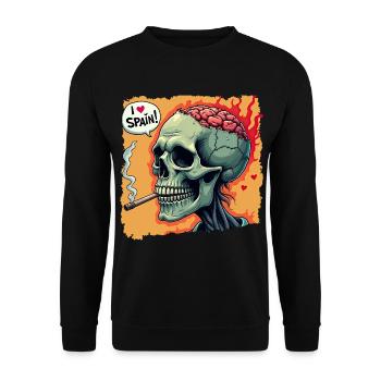 Zombie Skull – I Love Spain Design - Unisex Sweatshirt - black - Front - Alina (178cm) & Michal (187cm)