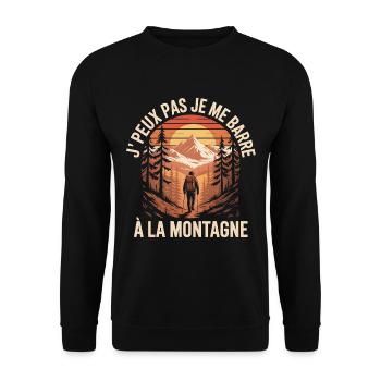 J’PEUX PAS JE ME BARRE À LA MONTAGNE - Sweat-shirt Unisexe - noir - Devant - Alina (178cm) & Michal (187cm)