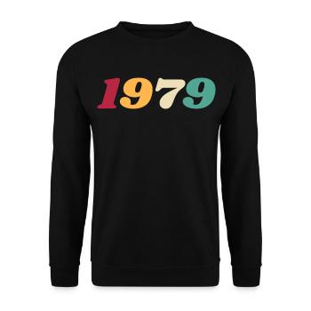 1979 Geschenk 1979 Geburtstag 1979 Retro 1979 - Unisex Pullover - Schwarz - Vorne - Alina (178cm) & Michal (187cm)