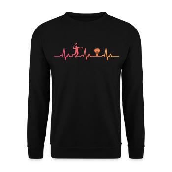 Badminton Sonnenuntergang Herzschlag Badminton - Unisex Pullover - Schwarz - Vorne - Alina (178cm) & Michal (187cm)