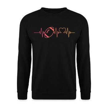 Rugby Herzschlag Rugbyspieler - Unisex Pullover - Schwarz - Vorne - Alina (178cm) & Michal (187cm)