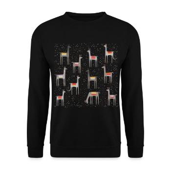Llamas in a Meadow - Unisex Sweatshirt - black - Front - Alina (178cm) & Michal (187cm)