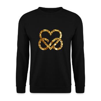 Polyamory Golden Heart Gold Infinity Heart - Unisex Sweatshirt - black - Front - Alina (178cm) & Michal (187cm)