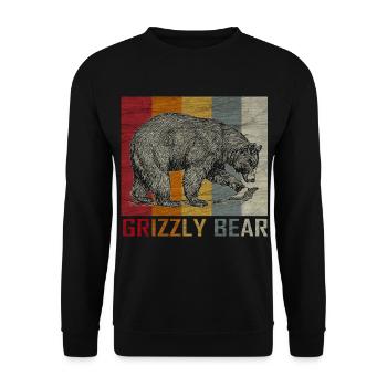 Bear Animal Grizzly Wilderness Gift - Unisex Sweatshirt - black - Front - Alina (178cm) & Michal (187cm)