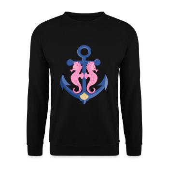 Hippocampe Anker - Sweat-shirt Unisexe - noir - Devant - Alina (178cm) & Michal (187cm)