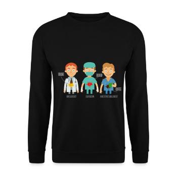 Anästhesist Urologe Chirurg Lustig Geschenkidee - Unisex Pullover - Schwarz - Vorne - Alina (178cm) & Michal (187cm)