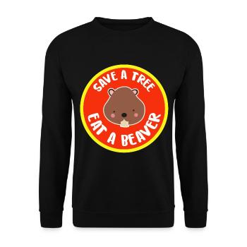 Bieber Bäume Umweltschutz süß Grillen Geschenkidee - Unisex Pullover - Schwarz - Vorne - Alina (178cm) & Michal (187cm)