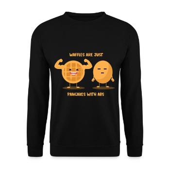 Waffeln Süßigkeit Bodybuilding fett Witz Geschenk - Unisex Pullover - Schwarz - Vorne - Alina (178cm) & Michal (187cm)