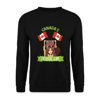 Kanada Wahrzeichen Ahorn swag Geschenk Biber Bier - Unisex Pullover - Schwarz - Vorne - Alina (178cm) & Michal (187cm)