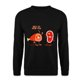 Steak - Unisex Pullover - Schwarz - Vorne - Alina (178cm) & Michal (187cm)