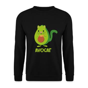 Avocado Katze Kätzchen Fisch gesund Geschenkidee - Unisex Pullover - Schwarz - Vorne - Alina (178cm) & Michal (187cm)