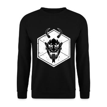 Teufel Satan Tattoo hexagon swag Tattoo Geschenk - Unisex Pullover - Schwarz - Vorne - Alina (178cm) & Michal (187cm)