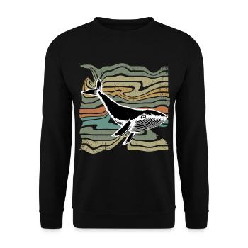 Blauwal Buckelwal Wal - Unisex Pullover - Schwarz - Vorne - Alina (178cm) & Michal (187cm)