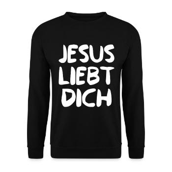 JESUS LIEBT DICH - Unisex Pullover - Schwarz - Vorne - Alina (178cm) & Michal (187cm)