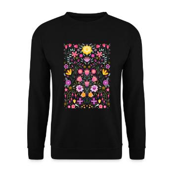 Bright Floral Botanical - Unisex Sweatshirt - black - Front - Alina (178cm) & Michal (187cm)