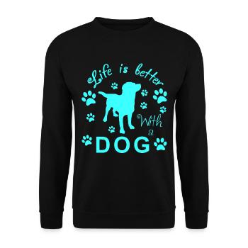 Hunde Motiv türkis - Unisex Pullover - Schwarz - Vorne - Alina (178cm) & Michal (187cm)