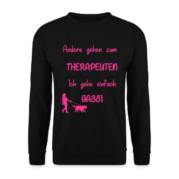 Lila Hunde Motiv - Unisex Pullover - Schwarz - Vorne - Alina (178cm) & Michal (187cm)
