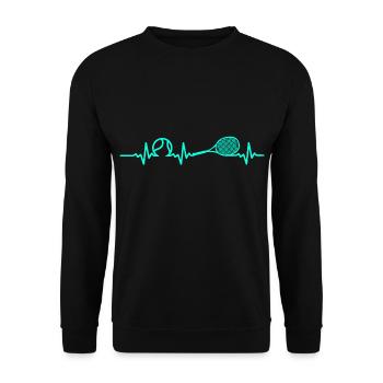 Tennis Herzschlag - Unisex Pullover - Schwarz - Vorne - Alina (178cm) & Michal (187cm)