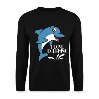 Love dolphins, I love dolphins Tshirt Dolphin are - Unisex Sweatshirt - black - Front - Alina (178cm) & Michal (187cm)