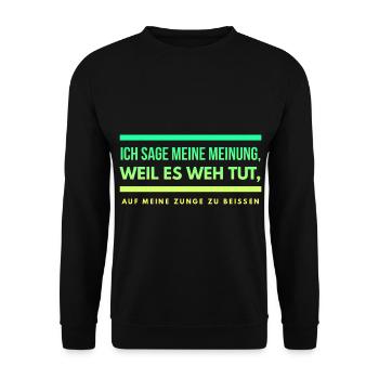 Lustiger Spruch Schwarzer Humor Gemein Provokant - Unisex Pullover - Schwarz - Vorne - Alina (178cm) & Michal (187cm)