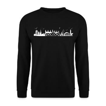 Rostock Skyline Silhouette - Unisex Pullover - Schwarz - Vorne - Alina (178cm) & Michal (187cm)