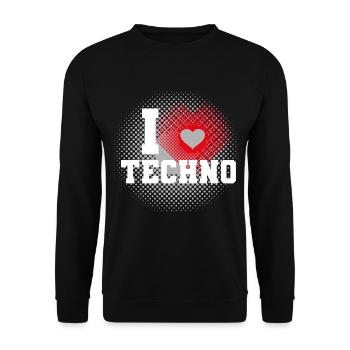 i Love Techno Geschenkidee für den Raver - Unisex Pullover - Schwarz - Vorne - Alina (178cm) & Michal (187cm)