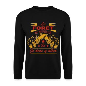 Bûcheron Shirt • La forêt m´appelle Cadeau - Sweat-shirt Unisexe - noir - Devant - Alina (178cm) & Michal (187cm)