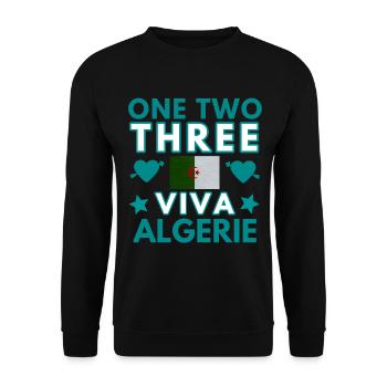 Algeria Shirt • One Two Three Viva Algeria Gift - Unisex Sweatshirt - black - Front - Alina (178cm) & Michal (187cm)