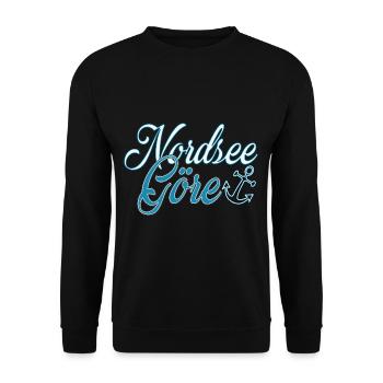 Nordseegöre Schriftzug | Yolo-Artwork - Unisex Pullover - Schwarz - Vorne - Alina (178cm) & Michal (187cm)
