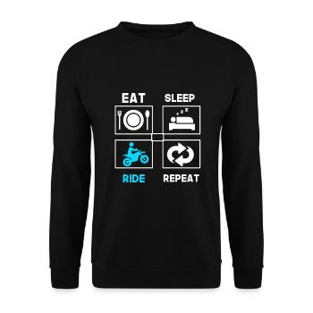 Eat Sleep Ride Repeat motorcycle - Unisex Sweatshirt - black - Front - Alina (178cm) & Michal (187cm)