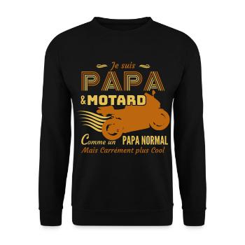 Motard Shirt • Papa & Motard Shirt Humoristique - Sweat-shirt Unisexe - noir - Devant - Alina (178cm) & Michal (187cm)